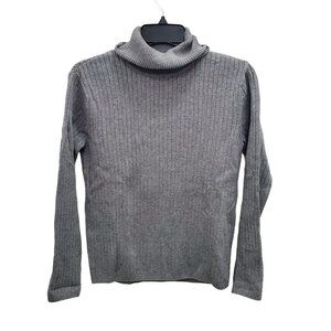 Talbots Petites Vintage Gray Cotton Long Sleeve‎ Ribbed Turtleneck Sweater Sz S